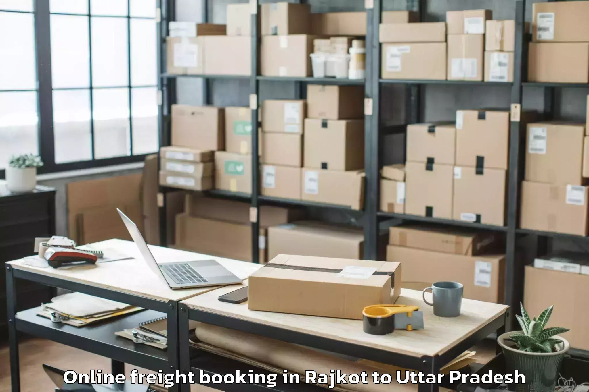 Professional Rajkot to Jalaun Online Freight Booking